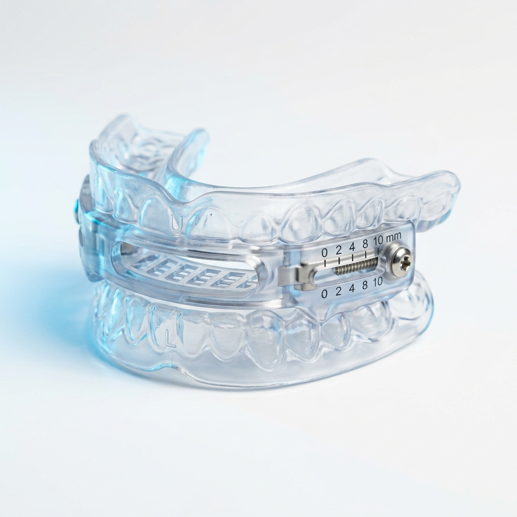SleepQuiet Pro adjustable anti-snoring mouthpiece on white background